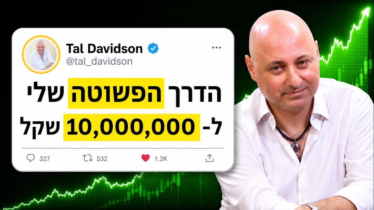 טל דוידסון מול מיקרופון, עם הכיתוב עשרים שנה של ניסיון בשוק ההון, בסרטון על הקצאת נכסים ותובנות מהשנים בשוק